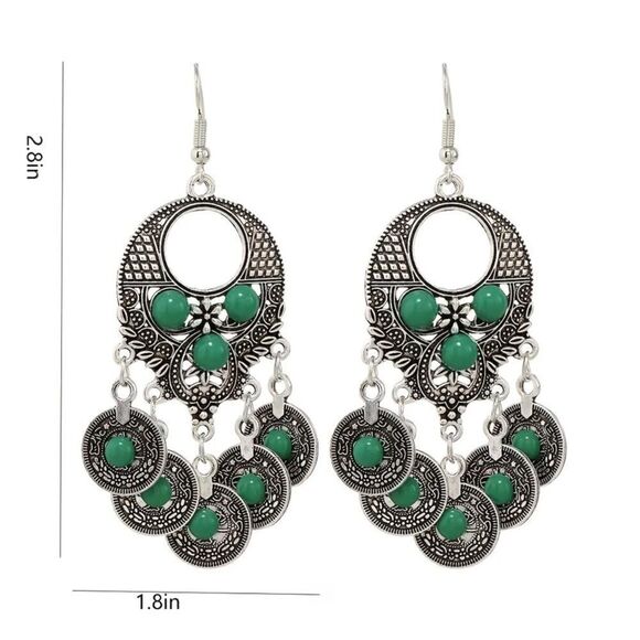 ✨🆕✨ Boho Vintage Turquoises Decor Drop Earrings✨ - Picture 5 of 10